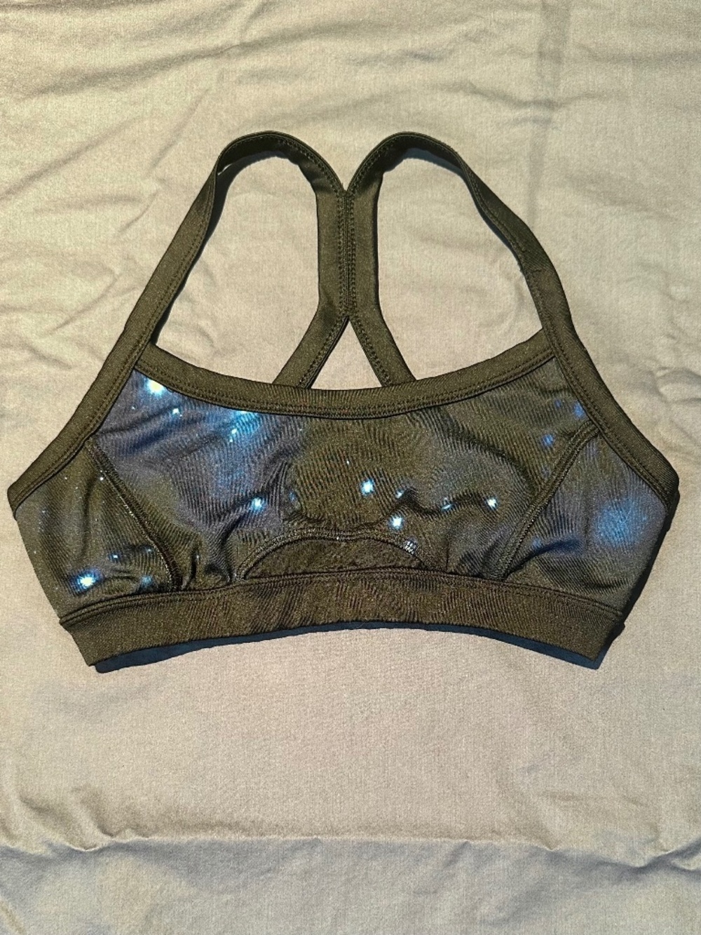 Galaxy print sports bra